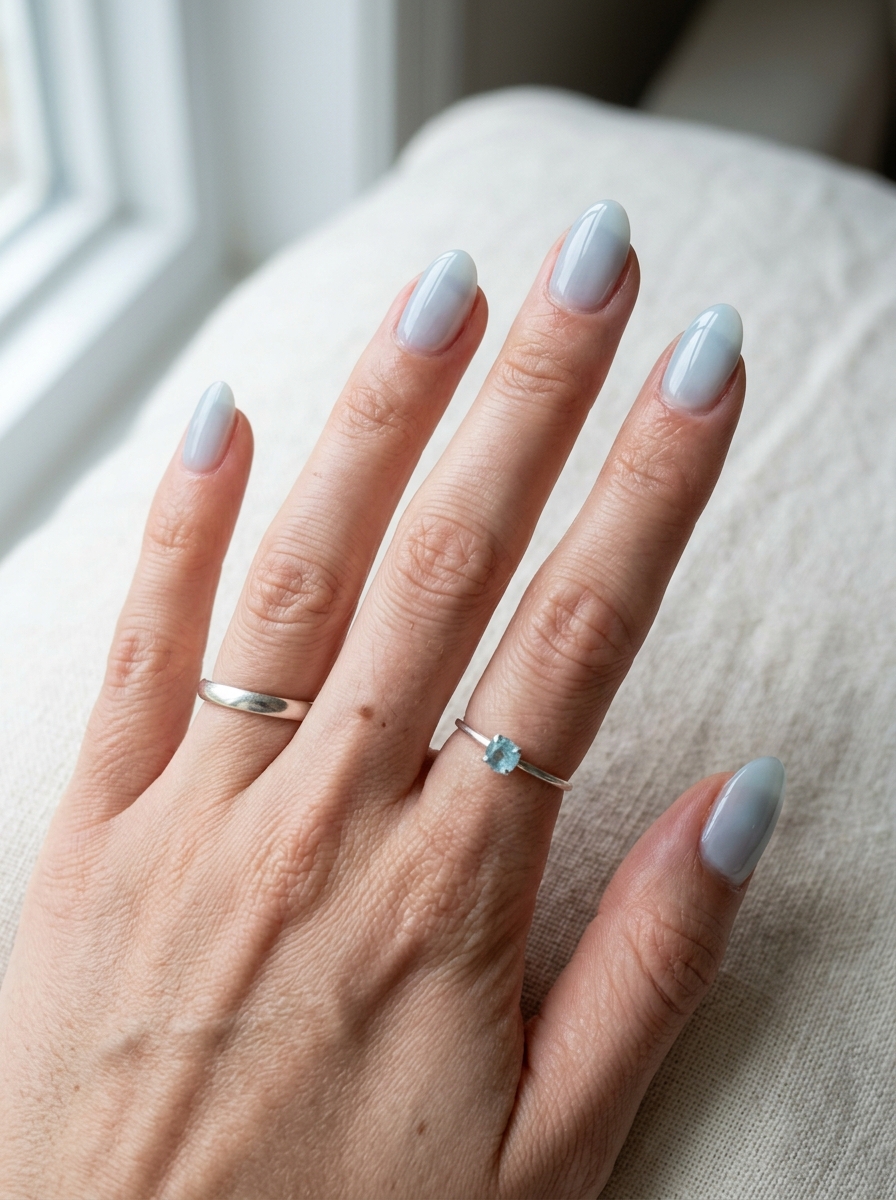 Icy Blue Jelly Nails als Koreanische Nageldesigns Inspiration 2026